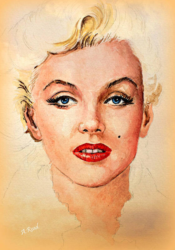 Marilyn Poster featuring the painting Marilyn seductive warm edit by Andrew Read