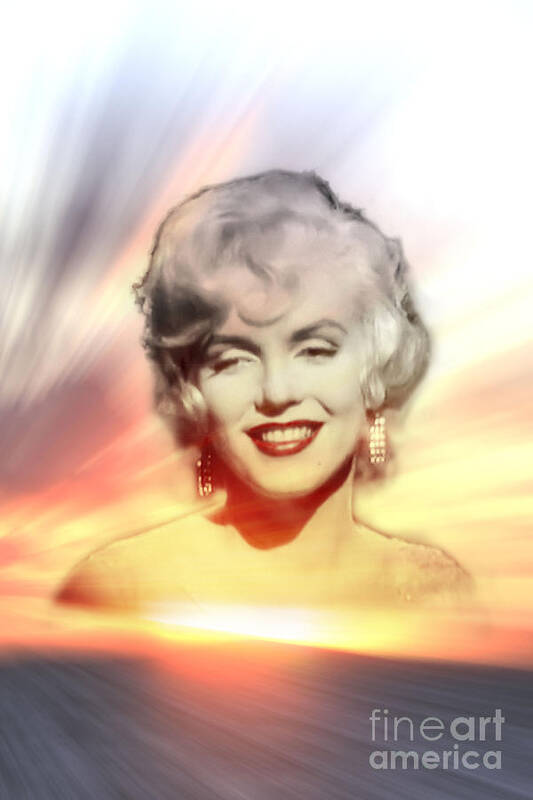 Marilyn Monroe Poster featuring the digital art Marilyn Sunset by Roger Lighterness