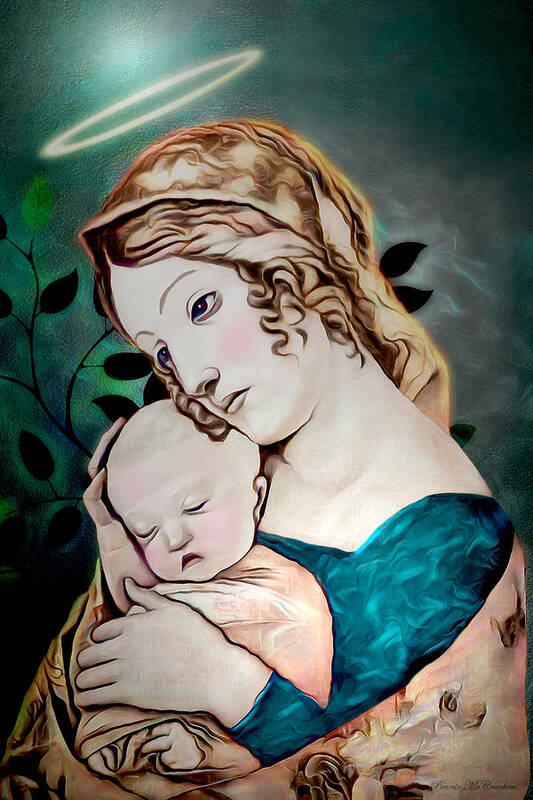 Virgin Mary Poster featuring the digital art Mary and Child by Pennie McCracken