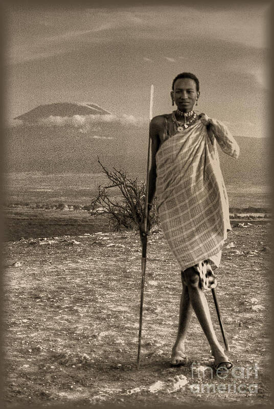 Masai Poster featuring the photograph Masai Kilimanjaro by Nigel Fletcher-Jones