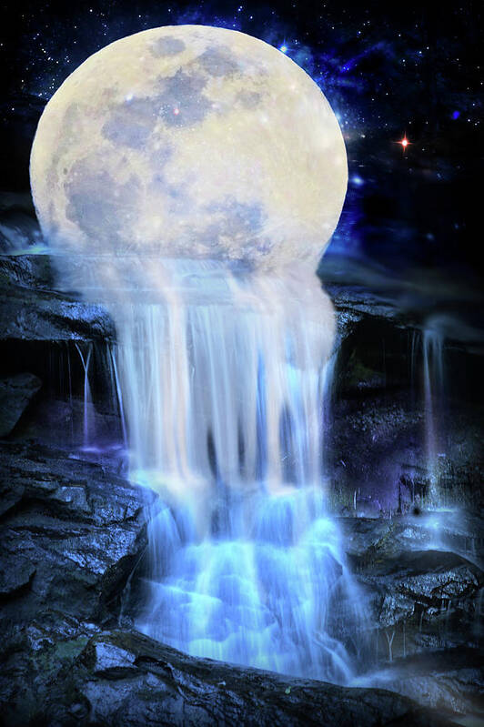 Moon Poster featuring the digital art Melted moon by Lilia D