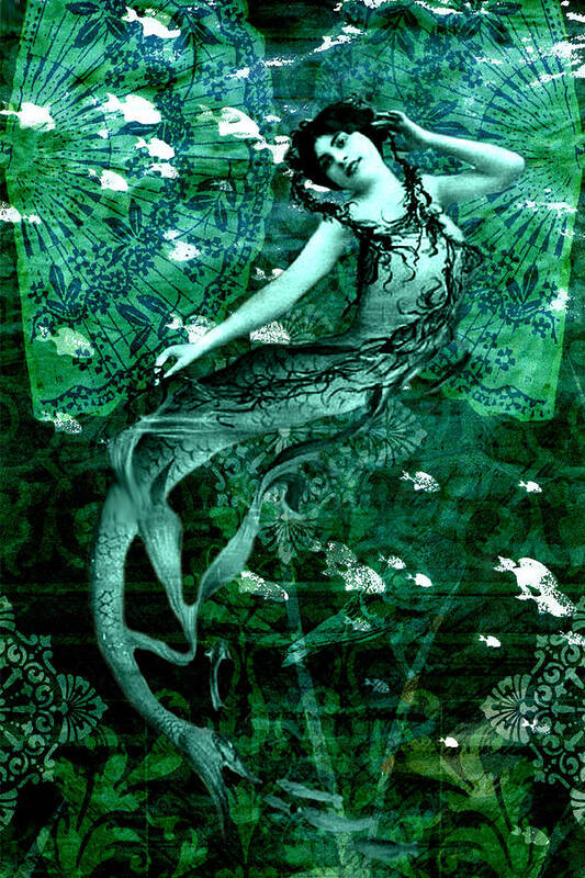 Mermaid Poster featuring the digital art Mermaid 3a by Lisa Yount