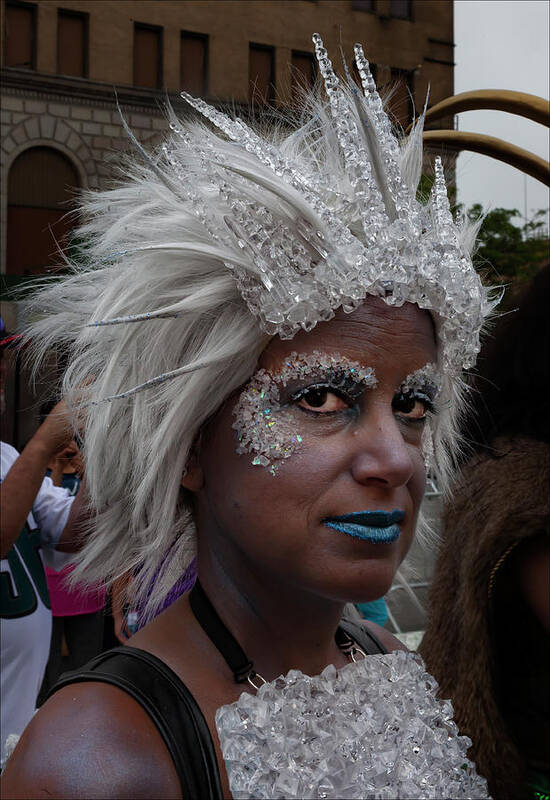 Mermaid Parade Coney Island Nyc 2017 Poster featuring the photograph Mermaid Parade Coney Island NYC 2017 Silver Wig by Robert Ullmann