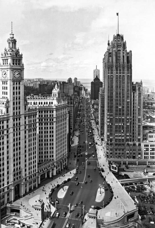 1930's Poster featuring the photograph Michigan Avenue In Chicago by Underwood Archives