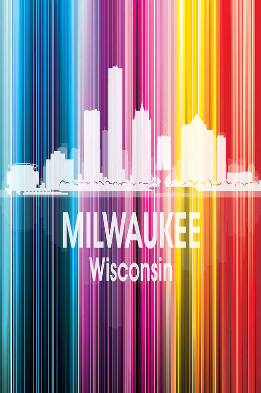 Milwaukee Poster featuring the digital art Milwaukee WI 2 Vertical by Angelina Tamez