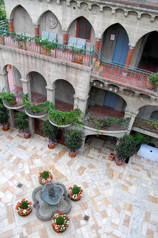 Mission Inn Poster featuring the photograph Mission Inn Courtyard Overlook by Amy Fose