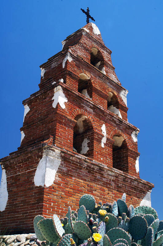 California Missions Poster featuring the photograph Mission San Miguel Bell Tower by Gary Brandes