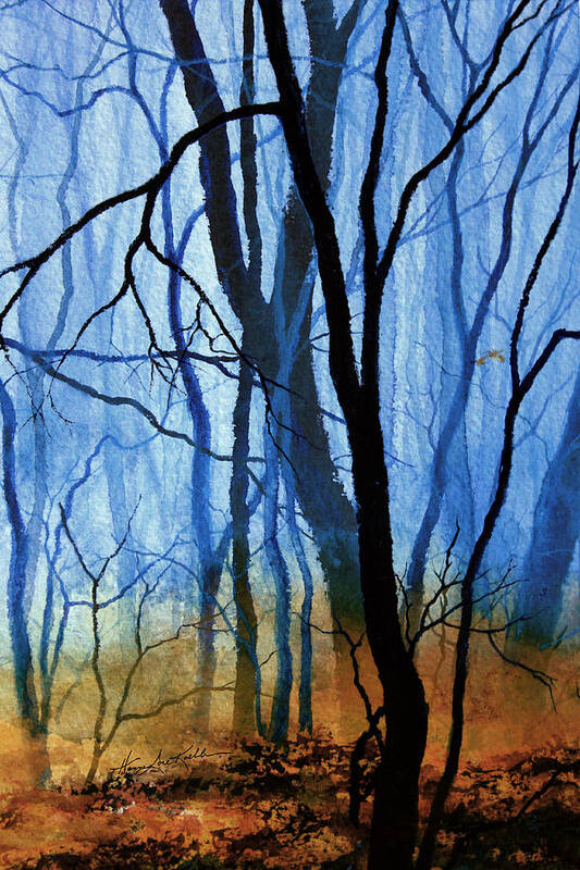 Misty Woods Poster featuring the painting Misty Woods - 3 by Hanne Lore Koehler