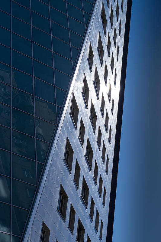 Architecture Abstract Poster featuring the photograph Blue Modern Apartment Building by John Williams