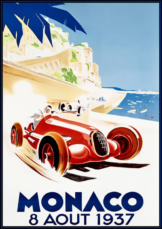Monaco Grand Prix Poster featuring the digital art Monaco Grand Prix 1937 by Georgia Clare