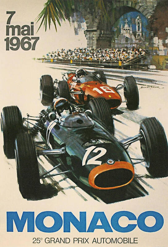 Monaco Grand Prix Poster featuring the digital art Monaco Grand Prix 1967 by Georgia Fowler