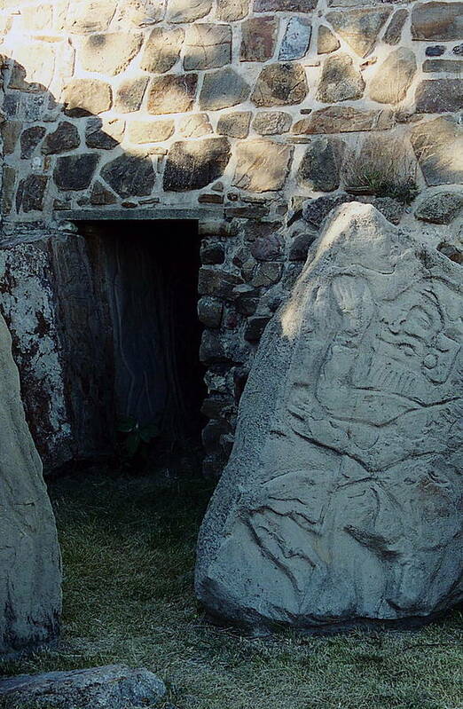 Danzantes Poster featuring the photograph Monte Alban Danzantes Stone by Michael Peychich