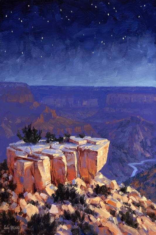 Grand Canyon Poster featuring the painting Moran Nocturne by Cody DeLong