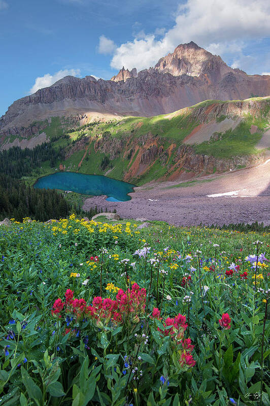 Colorado Poster featuring the photograph Mt. Sneffels and Blue Lake by Aaron Spong