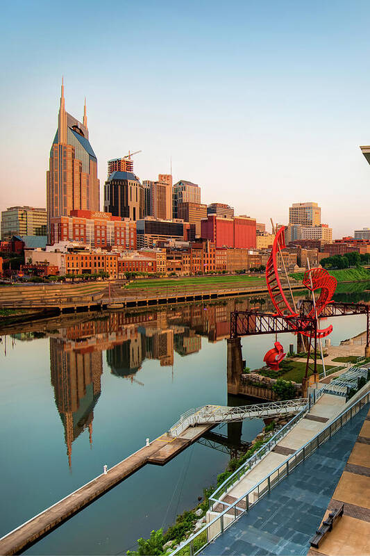 America Poster featuring the photograph Nashville Reflections of the Skyline by Gregory Ballos