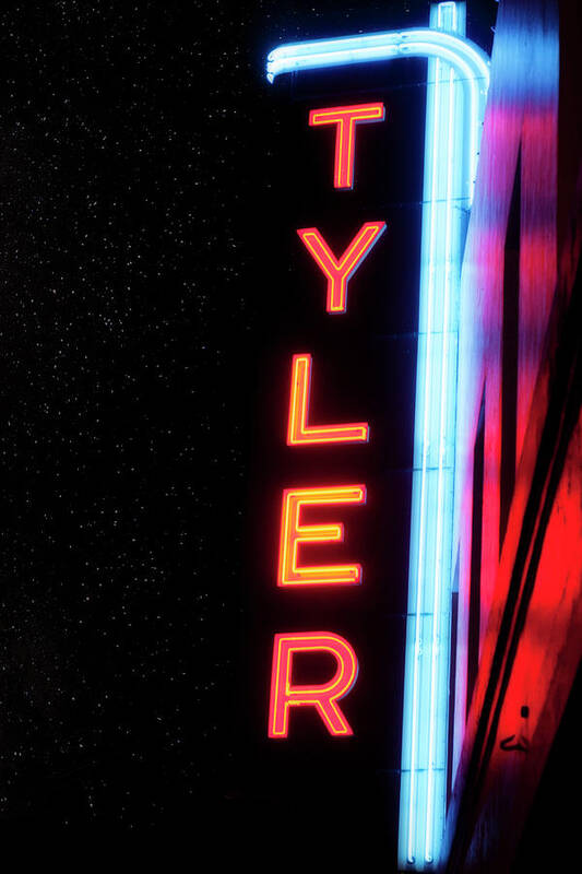 Tyler Texas Poster featuring the photograph Neon Tyler Signage Tyler Texas by Eugene Campbell