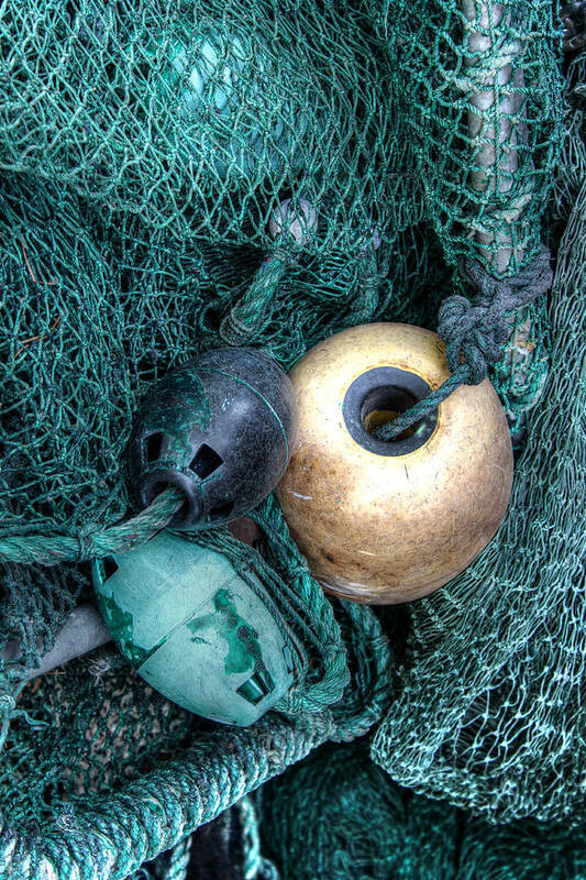 Nets Poster featuring the photograph Nets and Buoys by Lynn Jordan