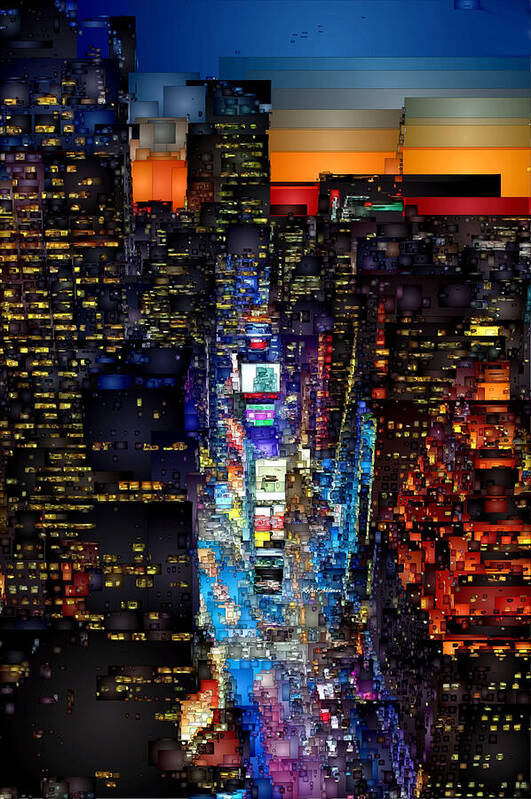 Rafael Salazar Poster featuring the digital art New York City - Times Square by Rafael Salazar