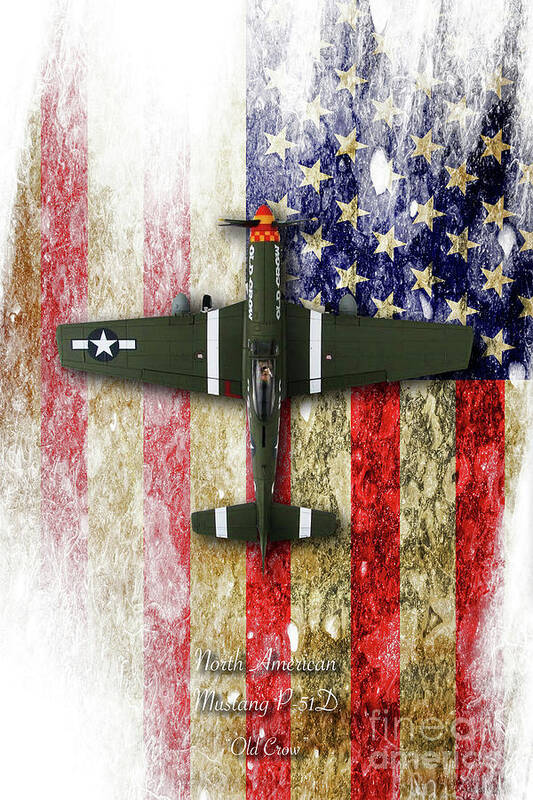 P51 Poster featuring the digital art North American P-51 Mustang 'Old Crow' by Airpower Art