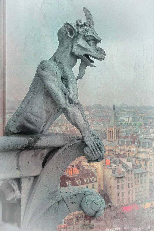 Paris Poster featuring the photograph Notre Dame Gargoyle by Joan Carroll