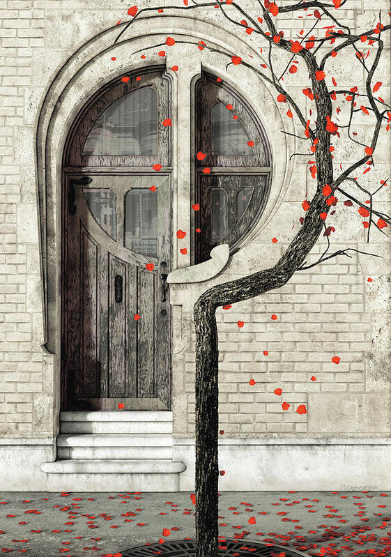 Red Poster featuring the digital art Nouveau by Cynthia Decker