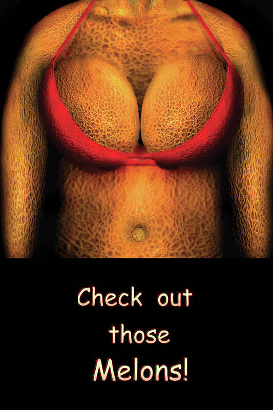 Savad Poster featuring the photograph Nudist - Check out those melons - nudist grocer by Mike Savad