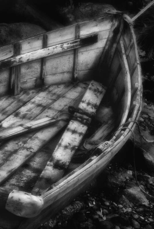 Vacationland Poster featuring the photograph Old Boat Stonington Maine Black and White by David Smith