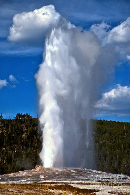 Old Faithful Poster featuring the photograph Old Faithful September Eruption by Adam Jewell