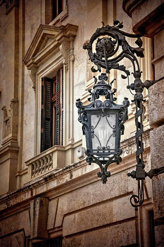 Street Lamp Poster featuring the photograph Old Style Street Lamp in Valencia Spain by Carol Japp