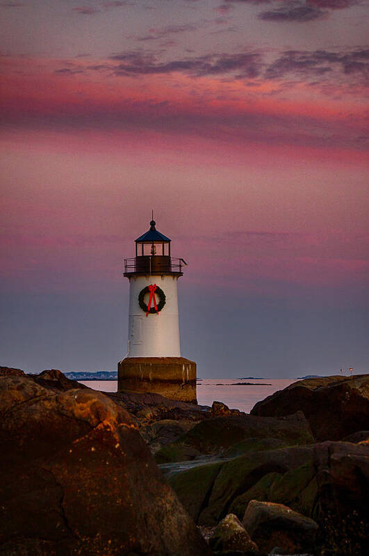 Salem Poster featuring the photograph On the Rocks Fort Pickering lighthouse by Jeff Folger