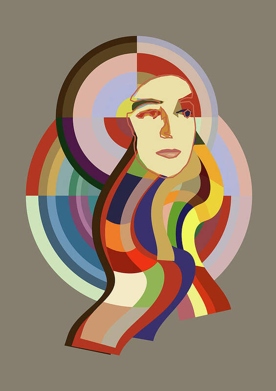 Sonia Delaunay Orphiste Tencc Poster featuring the digital art Orphiste - Pop Art Portrait of Sonia Delaunay by BFA Prints