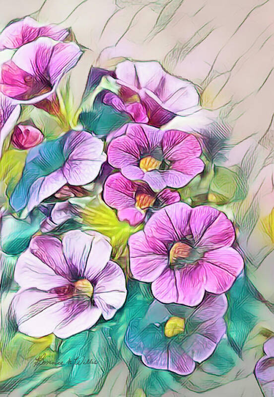 Petunia Poster featuring the digital art Painted Petunia by Bonnie Willis