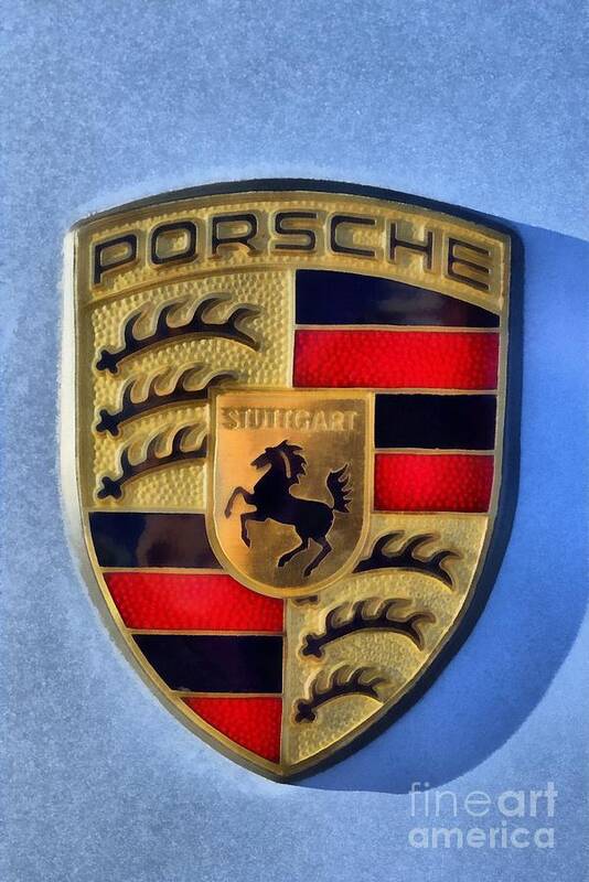 Porsche Poster featuring the painting Painting of Porsche badge by George Atsametakis