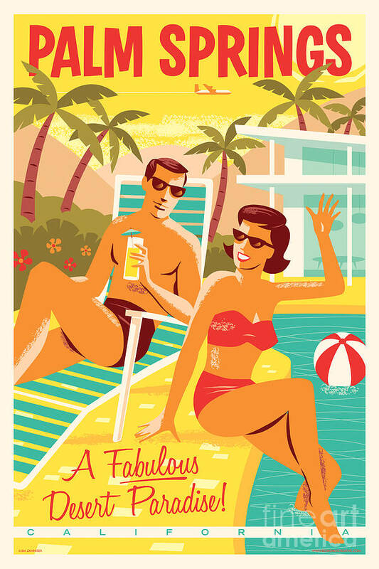 Pop Art Poster featuring the digital art Palm Springs Poster - Retro Travel by Jim Zahniser