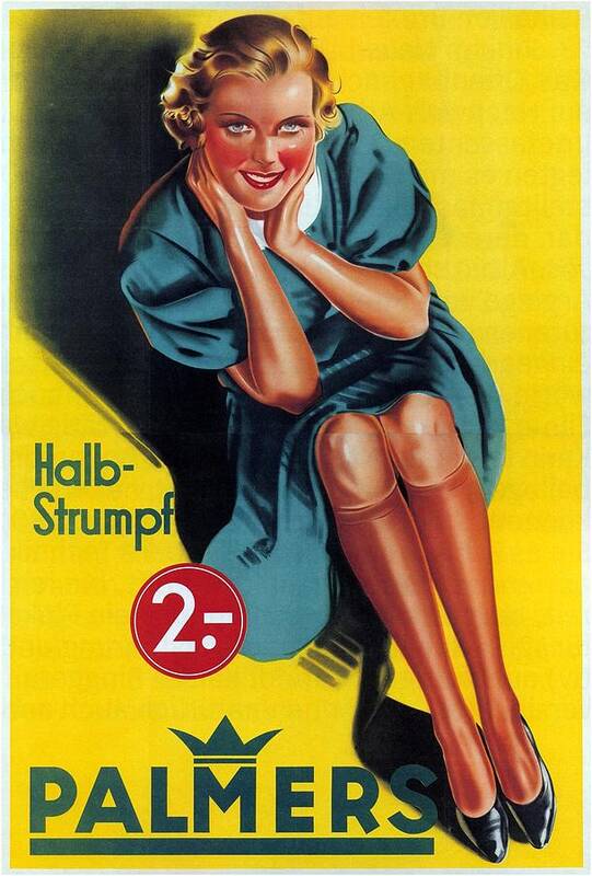 Palmers Poster featuring the mixed media Palmers - Halb-Strumpf - Vintage Germany Advertising Poster by Studio Grafiikka