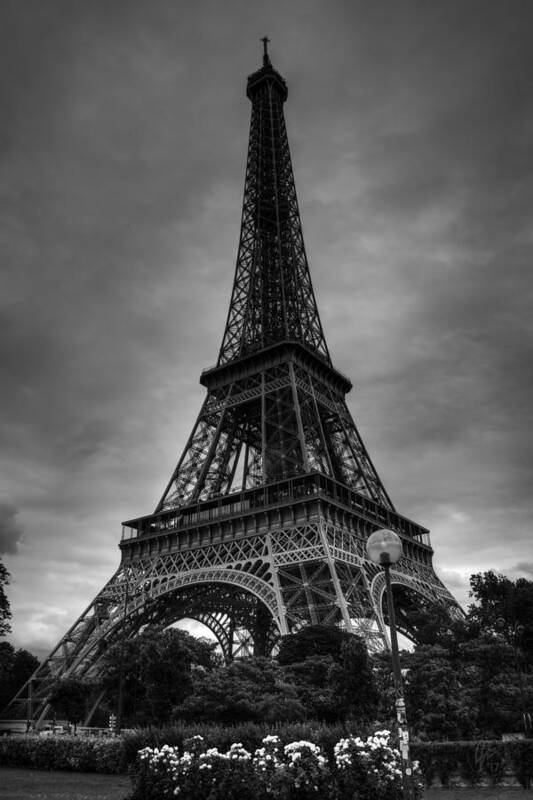 Eiffel Tower Poster featuring the photograph Paris - Eiffel Tower 004 BW by Lance Vaughn