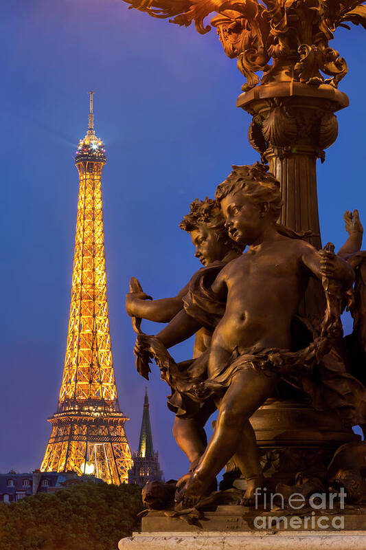 Paris Poster featuring the photograph Paris Lamppost and Eiffel by Brian Jannsen