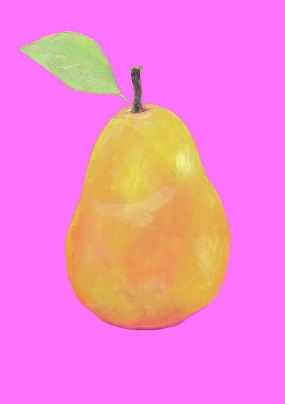Pear Poster featuring the painting Pear painting on pink background by Jan Matson