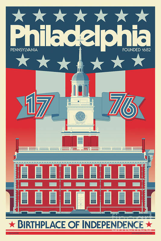 #faatoppicks Poster featuring the digital art Philadelphia Poster - Independence Hall by Jim Zahniser