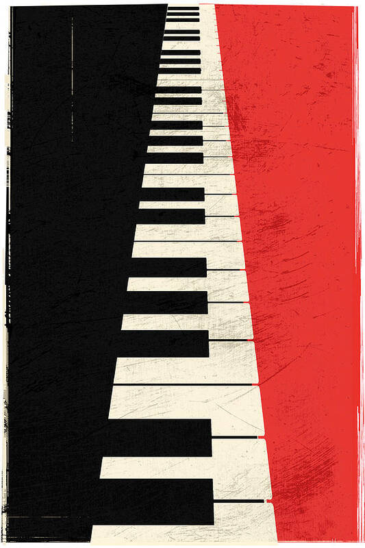 Minimalistic Abstract Poster featuring the digital art Piano keys by IamLoudness Studio