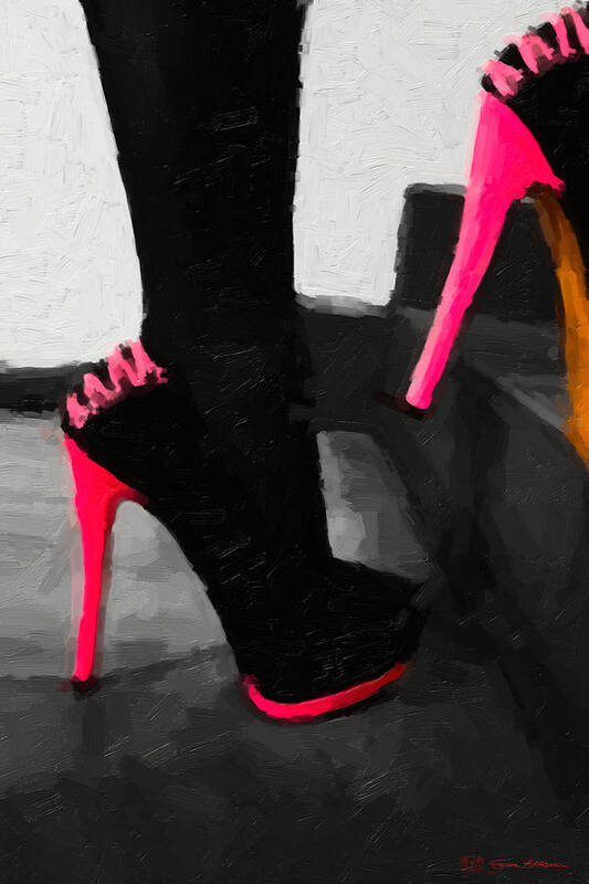 hey Poster featuring the digital art Pink heels by Serge Averbukh