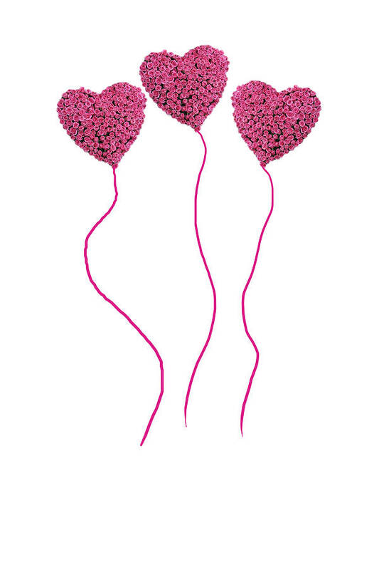 Adore Poster featuring the photograph Pink Roses In Heart Shape Balloons by Mike Ledray