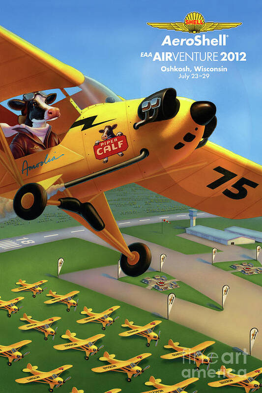 Piper Cub Plane Poster featuring the painting Piper AirCraft Poster by Robin Moline