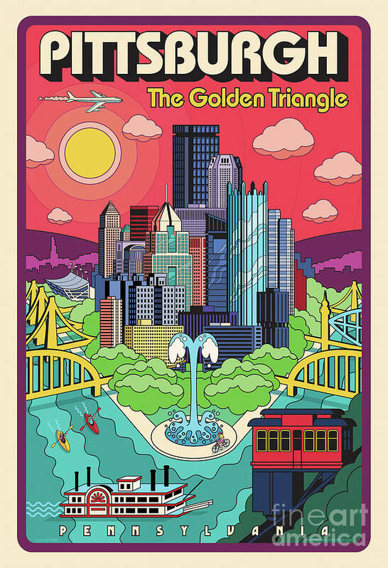 Pittsburgh Poster featuring the digital art Pittsburgh Poster - Pop Art - Travel by Jim Zahniser