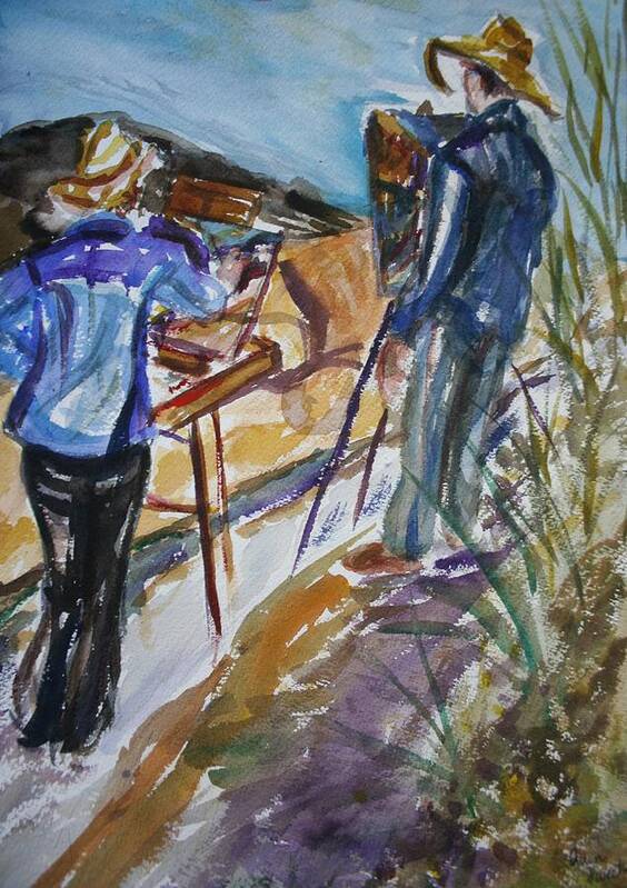 Impressionist Poster featuring the painting Plein Air Painters - Original Watercolor by Quin Sweetman