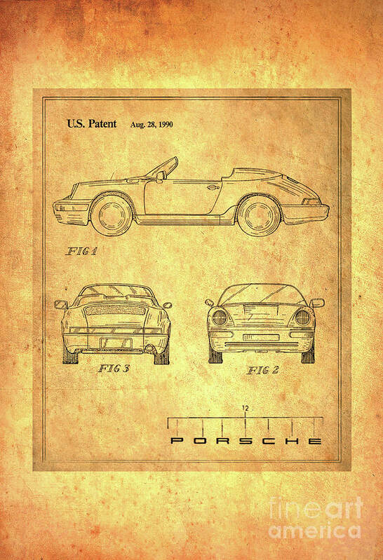 Porsche Poster featuring the digital art Porsche Blueprint by Steven Parker