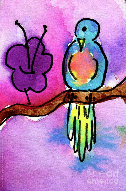 Art By Kids Poster featuring the painting Pretty Bird by Jessie Abrams Age Twelve
