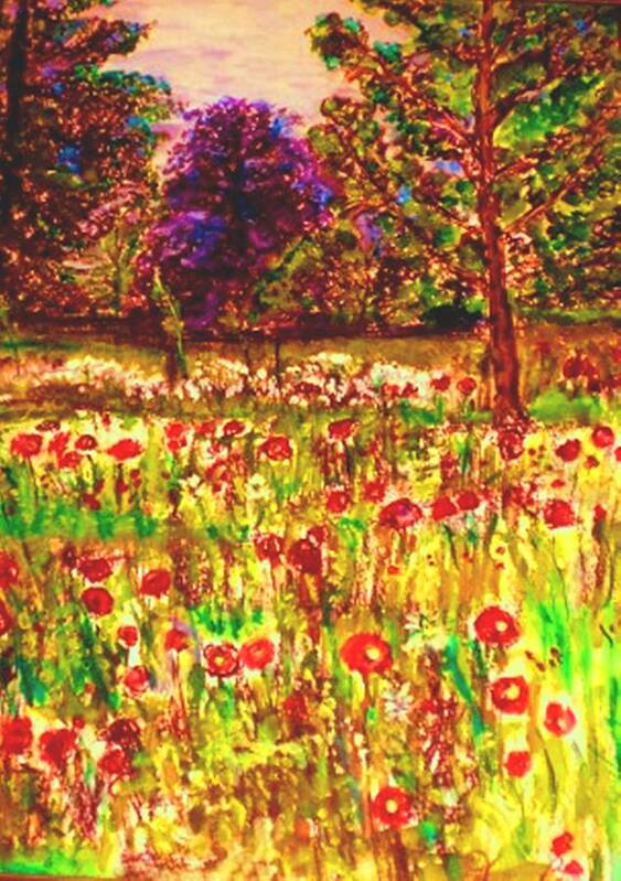 Prince Poster featuring the painting Prince of Wales Poppy Fields by Helena Bebirian