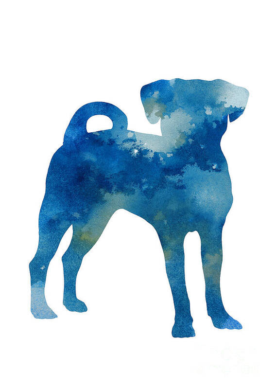 Puggle Poster featuring the painting Puggle abstract dog watercolor poster by Joanna Szmerdt
