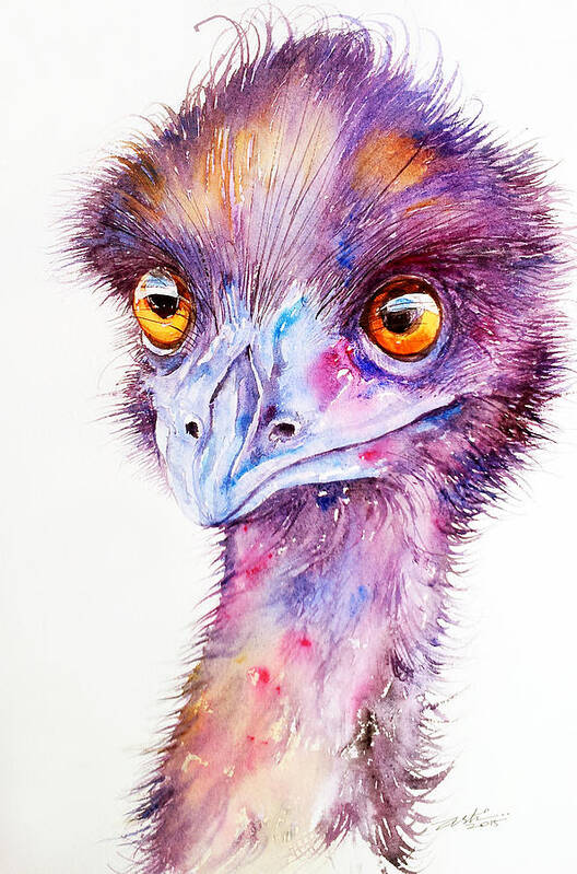 Emu Poster featuring the painting Purple Emu by Arti Chauhan